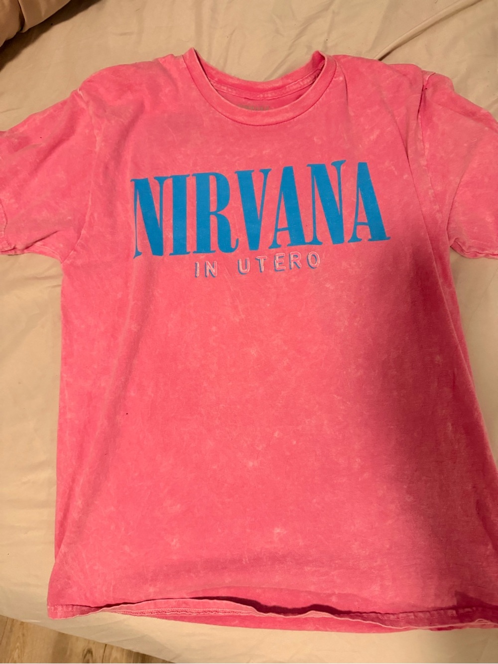 NIRVANA Kids Pink Short Sleeve Tee with Blue 'NIRVANA' Logo